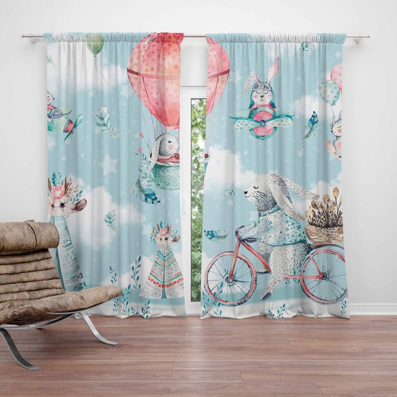 Baby Nursery Blackout Curtains - リトルバニー保育園カーテン子供の寝室遮光保育園装飾ベビールームカーテン寝室リビングルームカーテン