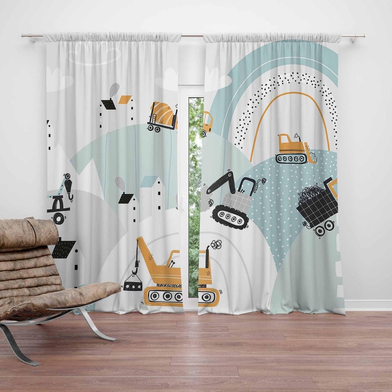 Baby Nursery Blackout Curtains - 男の子の保育園カーテンレインボークラウドトランスポートカーズ子供の寝室のカーテン遮光保育園の装飾ベビールームカーテンプレイルーム