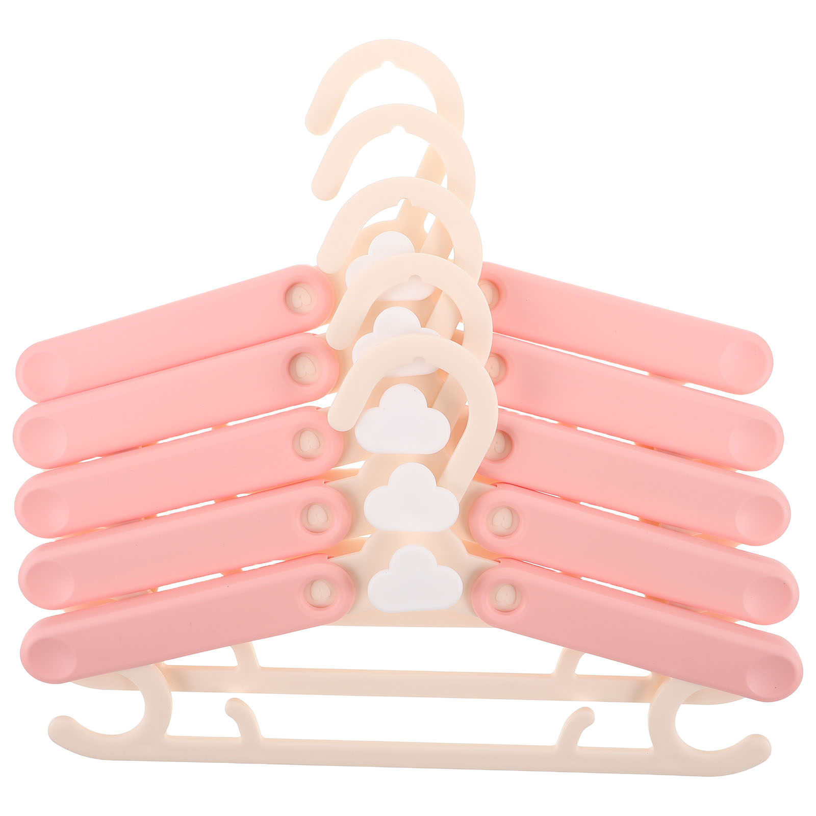 Baby Nursery Hangers - 5 個子供用調節可能なプラスチックハンガーベビー幼児服オーガナイザーノンスリップ幼児布乾燥ラック保育園衣類ハンガー