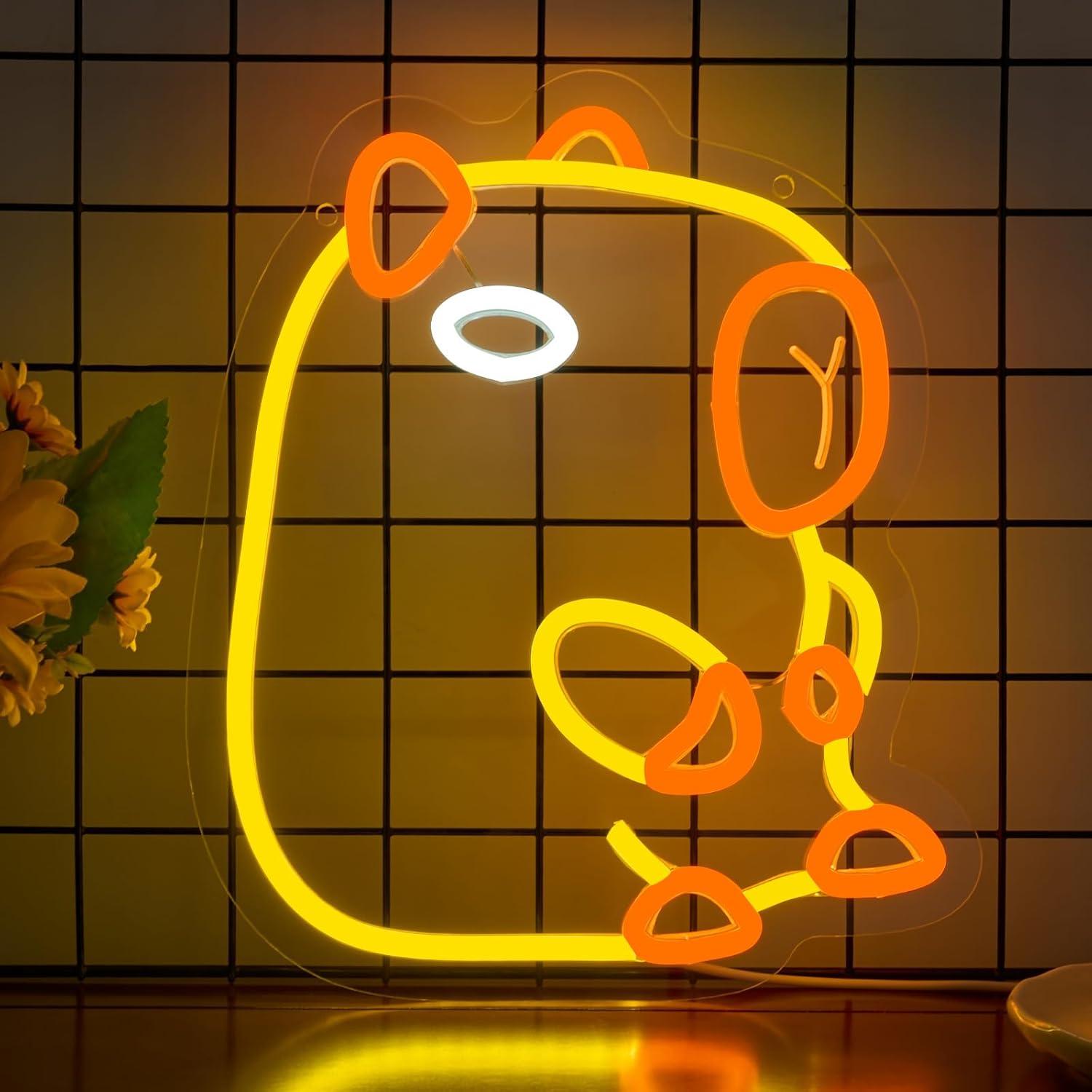 Baby Nursery Wall Lights - カピバラネオンサイン調光可能なLEDネオンライト子供用ベビー保育園大学寮寝室装飾かわいい装飾ギフトウォールライト