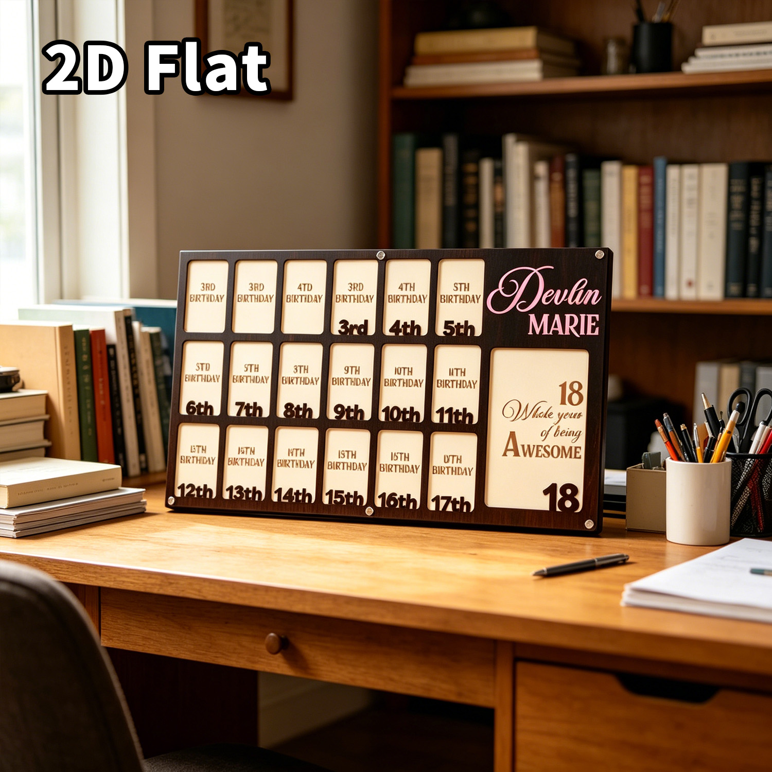Baby Nursery Wall Decor - 1個入りカスタムグレードフォトフレーム木製飾り板、自宅・オフィス・学校の壁飾り、DIY塗装可能、保育園・誕生日・結婚祝いギフト