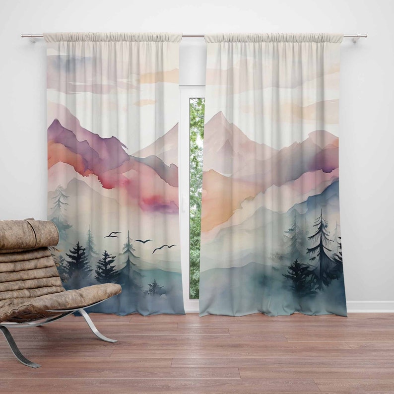 Baby Nursery Blackout Curtains - マウンテンフォレスト保育園カーテン子供の寝室のカーテン遮光保育園の装飾ベビールームのカーテン寝室リビングルームのカーテン