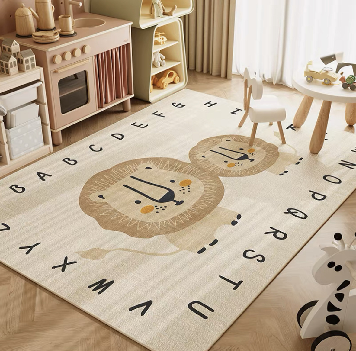 Baby Nursery Mat - VIKAMA ニュートラルカートゥーンライオンベビークローリングマットABC教育用ソフト滑り止め洗えるキッズフロアマット保育園プレイルーム用