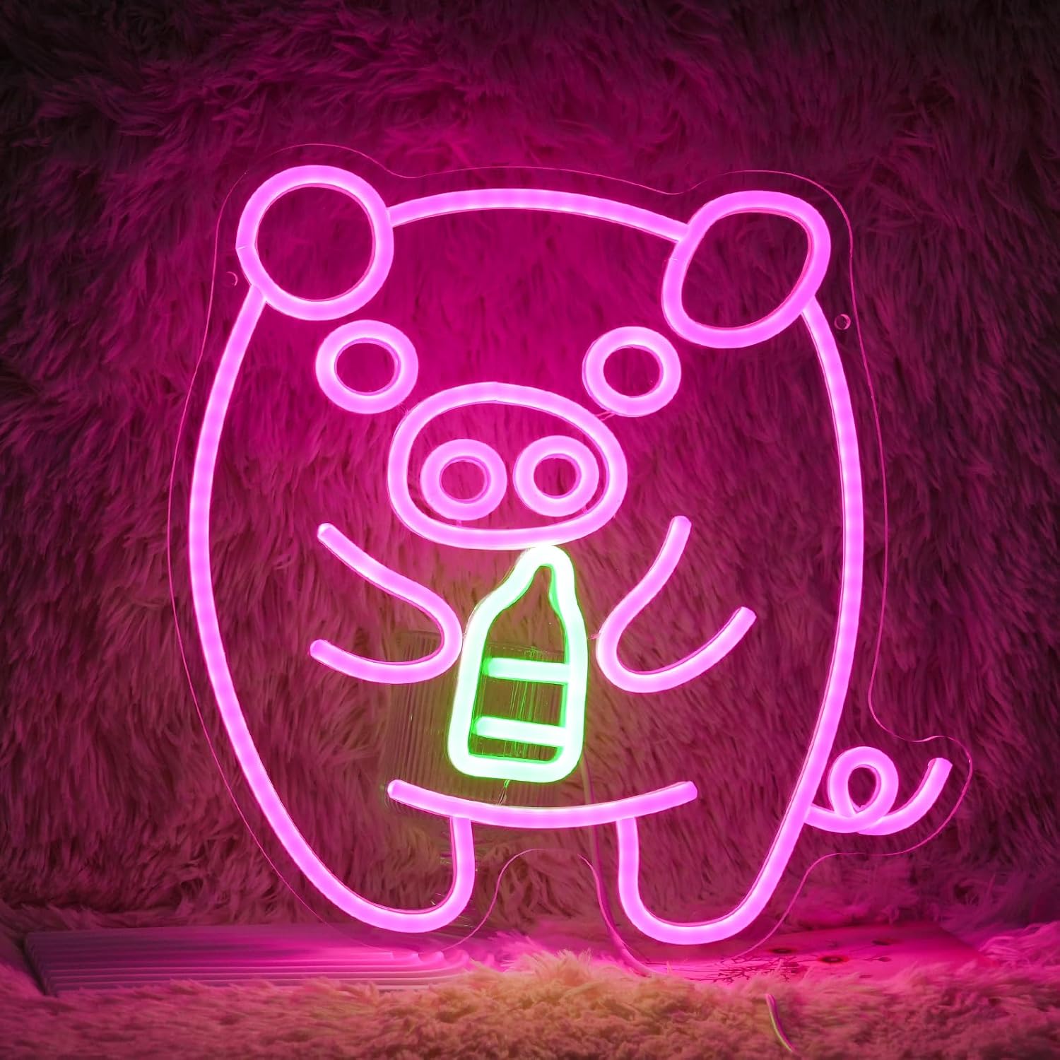 Baby Nursery Wall Lights - 赤ちゃん用ミルクボトルネオンサインLED USB調光式ネオンライト、子供部屋、保育園、ベビーシャワー、性別発表パーティー、壁飾り、ギフトに