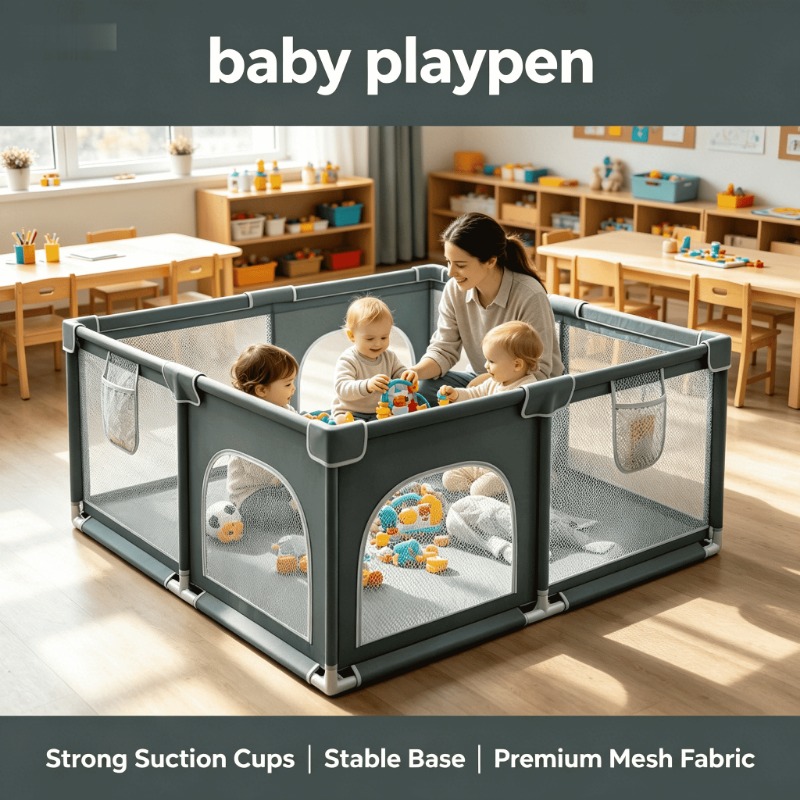 Baby Nursery Mat - 保育園用トラベルプレイグラウンド、幼児用ポータブル折りたたみ式安全柵、屋内外兼用プレイマット、ベビーサークル、プレイヤード