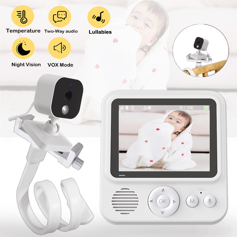 Wearable Baby Monitor - 2.8インチビデオベビーモニター、ワイヤレス、親子間双方向通話、暗視機能、温度表示画面付きビデオ監視カメラ