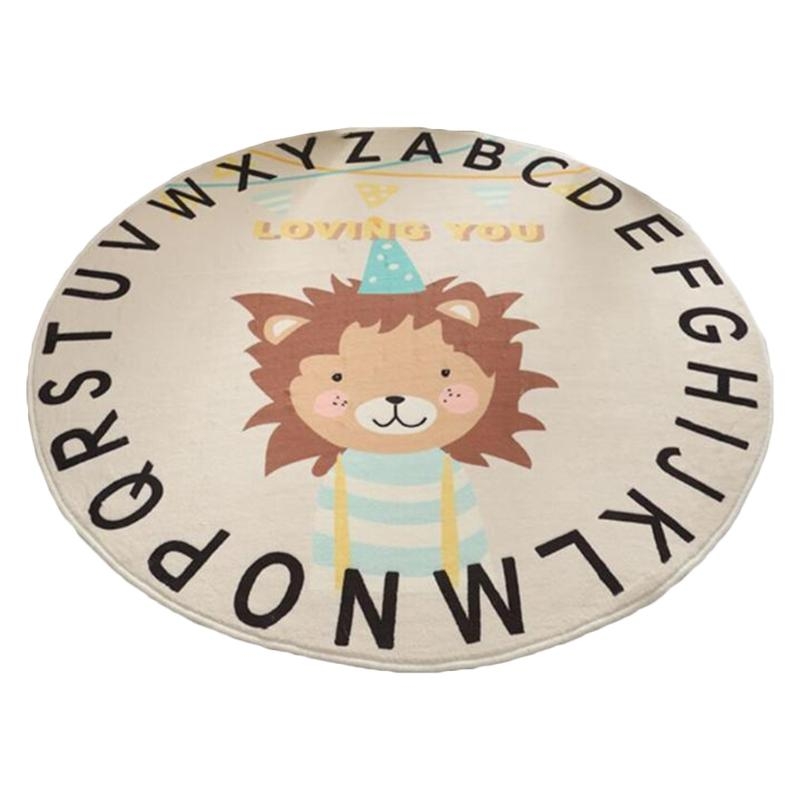 Baby Nursery Mat - Y4UD 漫画アニマルプリントベビープレイマットクロールカーペットキッズルーム床敷物ラウンドゲームパッドプレイマット子供の寝室保育園