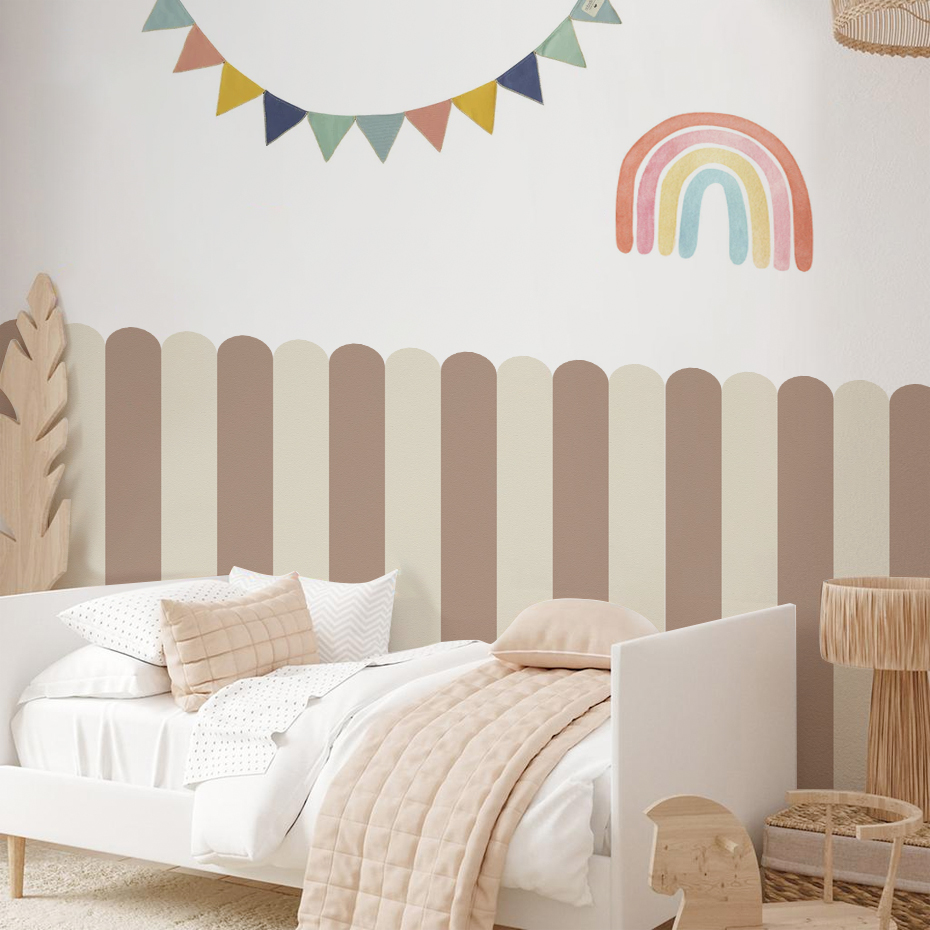 Baby Nursery Wall Decor - マルチカラー縦ストライプアーク壁紙保育園子供壁アートキッズルームリビングルーム家の装飾防水ピールアンドスティック