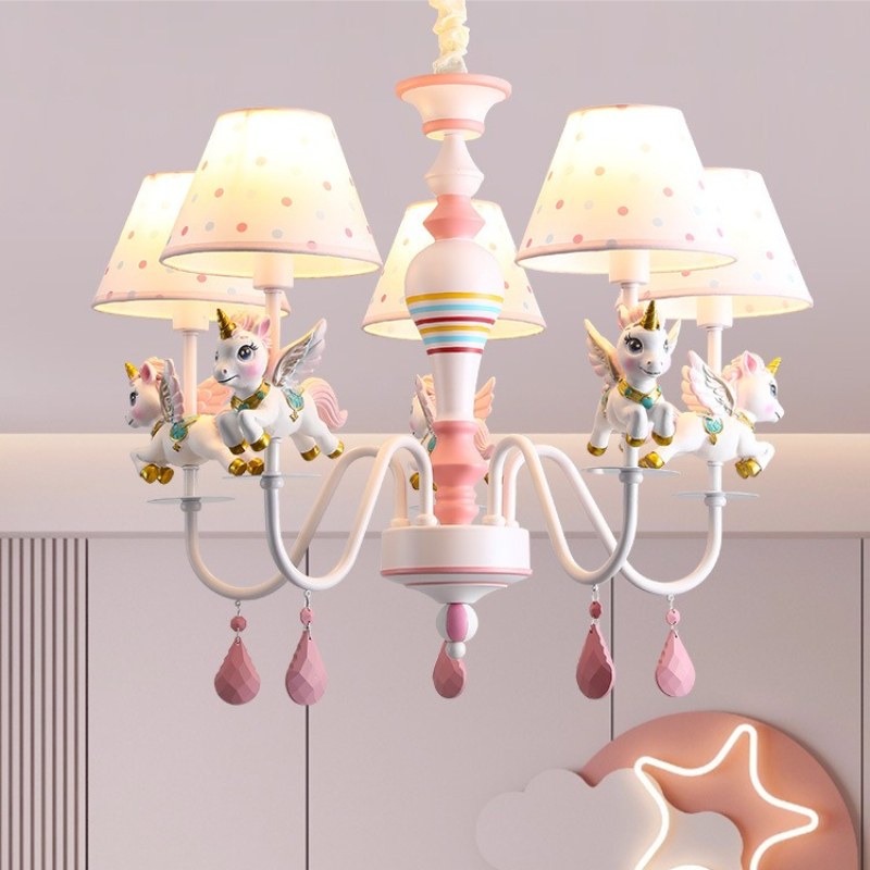 Baby Nursery Knobs - 子供部屋シャンデリア LED プリンセスルーム女の子の寝室ライト北欧ロマンチックな暖かい保育園ベビールームユニコーンハンギングランプ