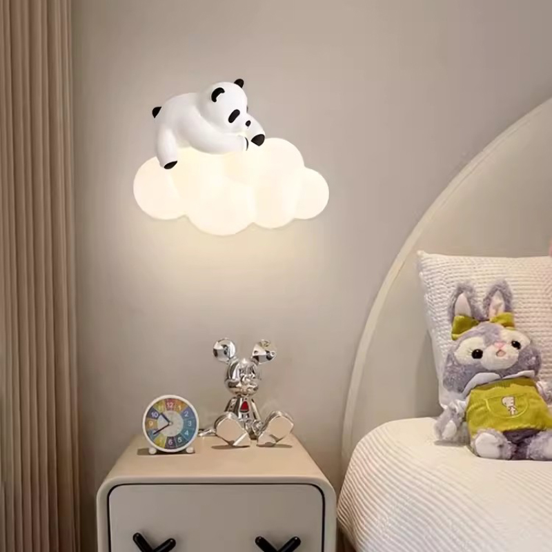かわいい子供部屋パンダウォールランプLEDクラウドランプモダ - Baby Nursery Knobs のレビューと価格