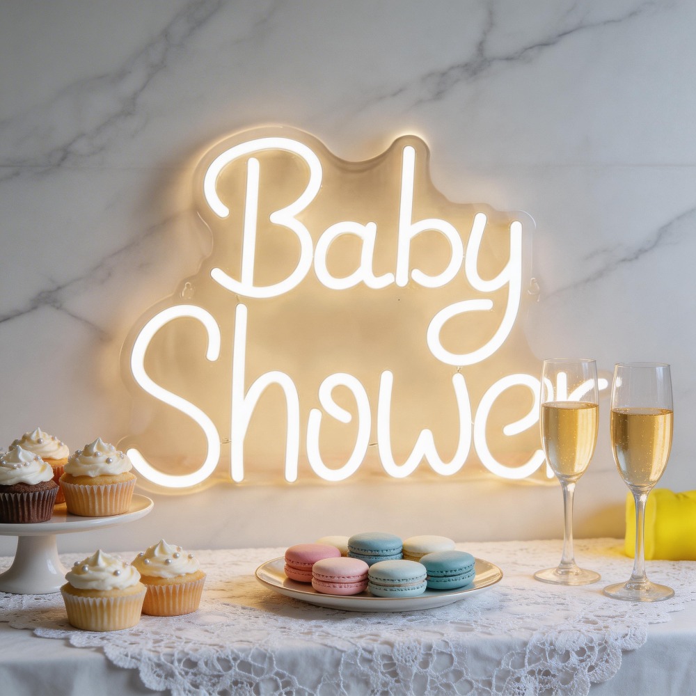 ベビーシャワーLEDネオンサイン、USB調光式ネオンライト、 - Baby Nursery Wall Lights のレビューと価格