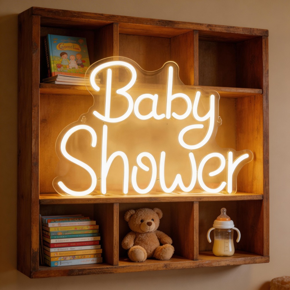 ベビーシャワーLEDネオンサイン、USB調光式ネオンライト、 - Baby Nursery Wall Lights のレビューと価格