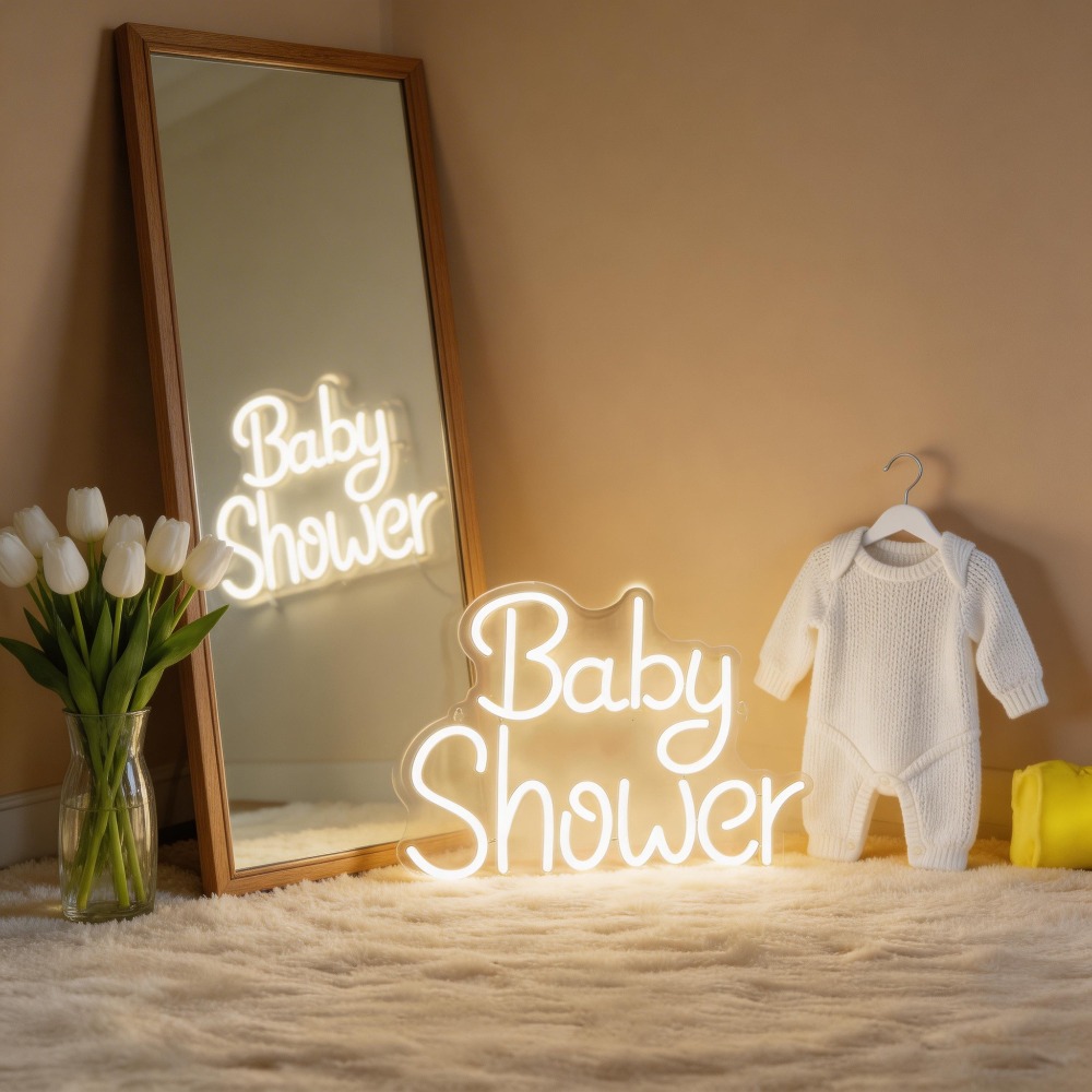 ベビーシャワーLEDネオンサイン、USB調光式ネオンライト、 - Baby Nursery Wall Lights のレビューと価格