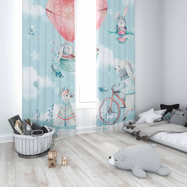 リトルバニー保育園カーテン子供の寝室遮光保育園装飾ベビールー - Baby Nursery Blackout Curtains のレビューと価格