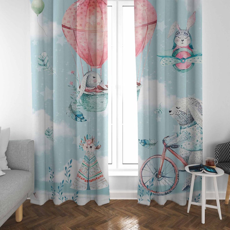 リトルバニー保育園カーテン子供の寝室遮光保育園装飾ベビールー - Baby Nursery Blackout Curtains のレビューと価格