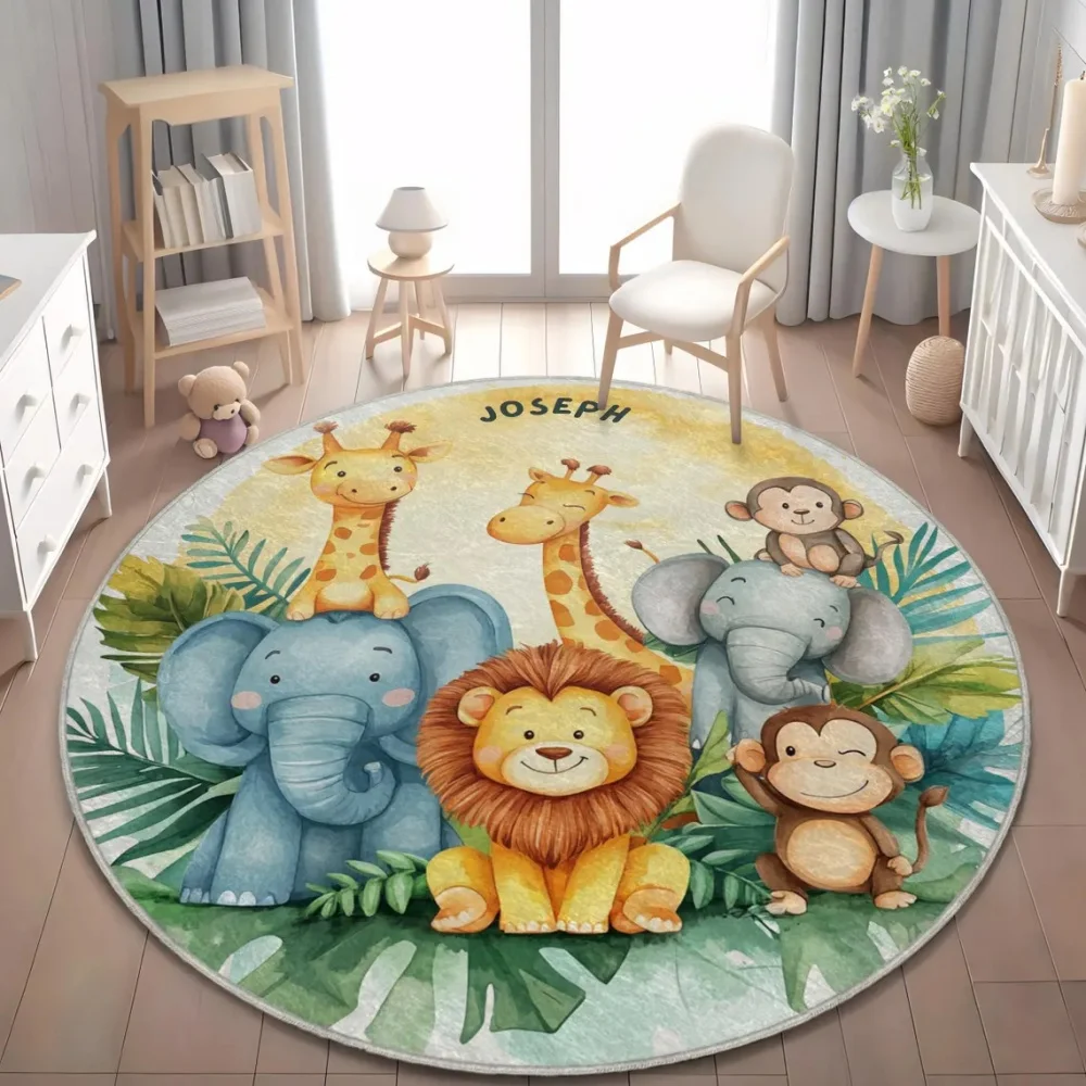 野生のサファリ動物フロアマット キリン ライオン ラグ 子供 - Baby Nursery Mat のレビューと価格