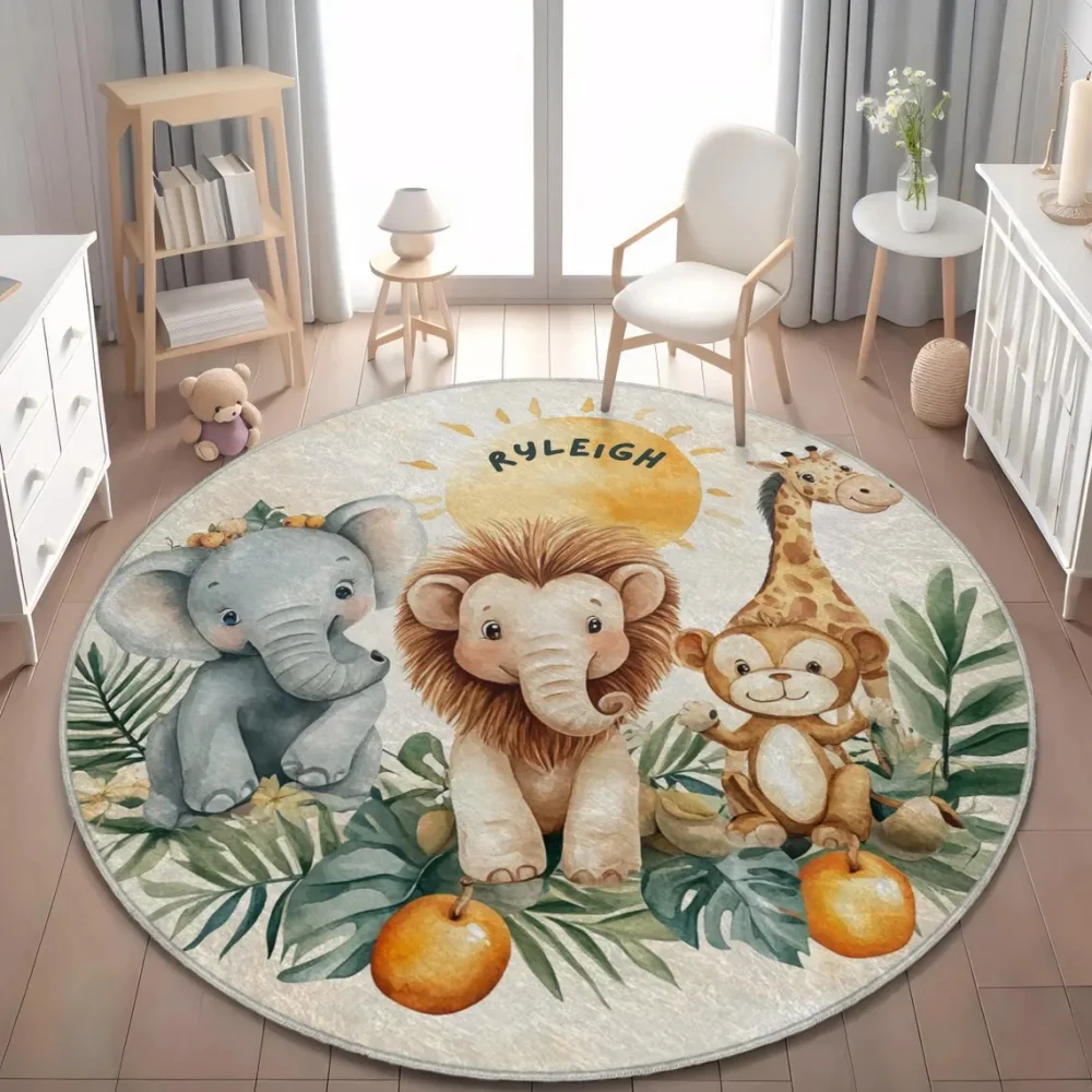 野生のサファリ動物フロアマット キリン ライオン ラグ 子供 - Baby Nursery Mat のレビューと価格