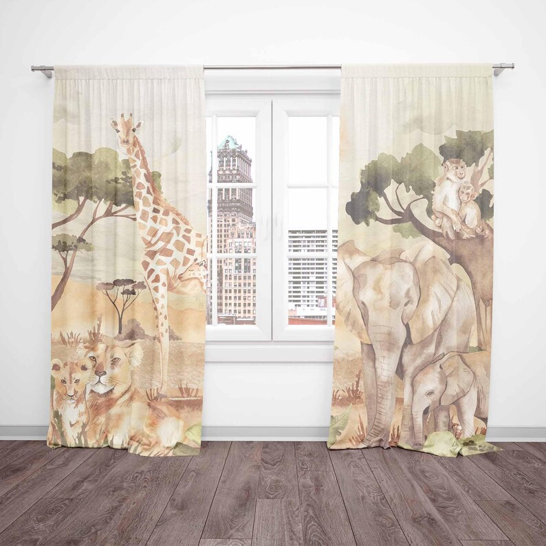 ママと赤ちゃんのカーテン サファリ動物 保育園の装飾 子供の - Baby Nursery Blackout Curtains のレビューと価格