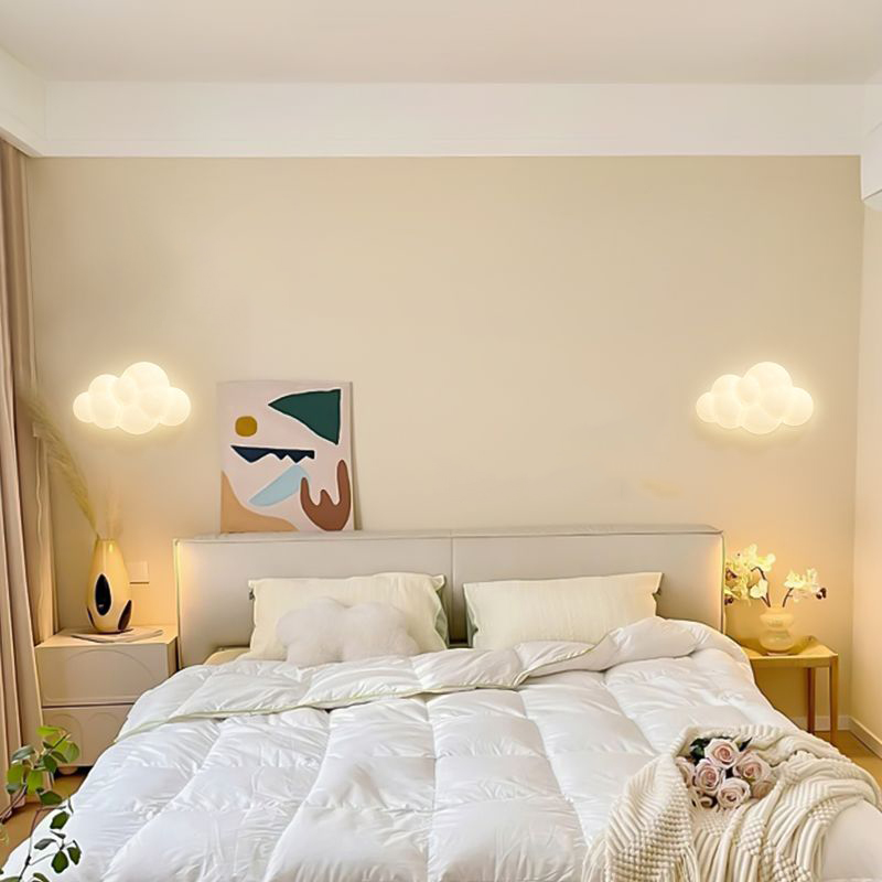 白いクラウドウォールランプ,子供部屋,保育園,星の形,ベッド - Baby Nursery Wall Lights のレビューと価格