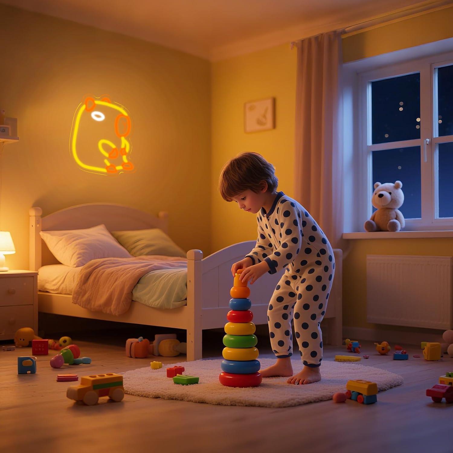 カピバラネオンサイン調光可能なLEDネオンライト子供用ベビー - Baby Nursery Wall Lights のレビューと価格