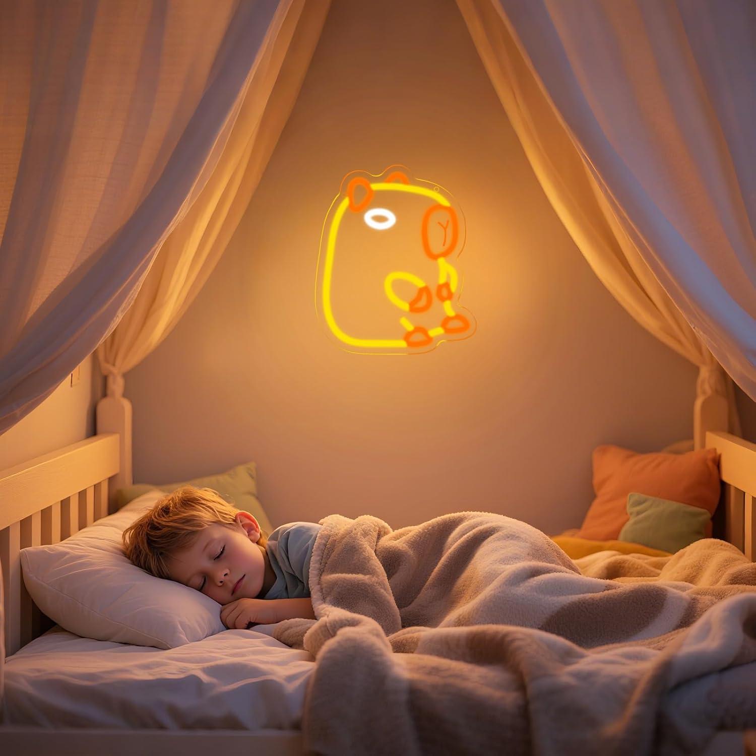 カピバラネオンサイン調光可能なLEDネオンライト子供用ベビー - Baby Nursery Wall Lights のレビューと価格