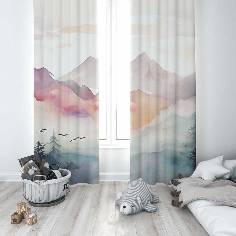 マウンテンフォレスト保育園カーテン子供の寝室のカーテン遮光保 - Baby Nursery Blackout Curtains のレビューと価格