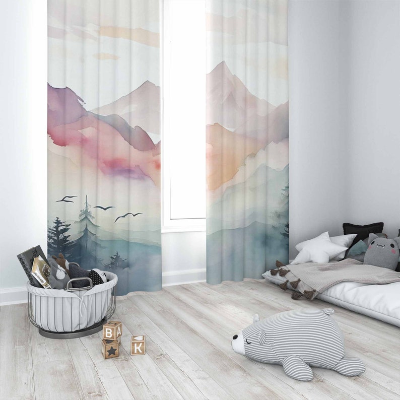 マウンテンフォレスト保育園カーテン子供の寝室のカーテン遮光保 - Baby Nursery Blackout Curtains のレビューと価格