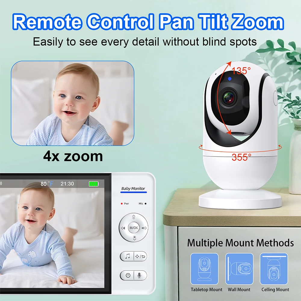 WiFiなし 7インチ ベビーモニター 双方向音声 ナイトビ - Wearable Baby Monitor のレビューと価格