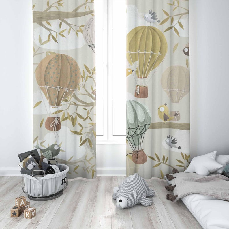 熱気球カーテン鳥動物子供の寝室のカーテン遮光保育園の装飾ベビ - Baby Nursery Blackout Curtains のレビューと価格