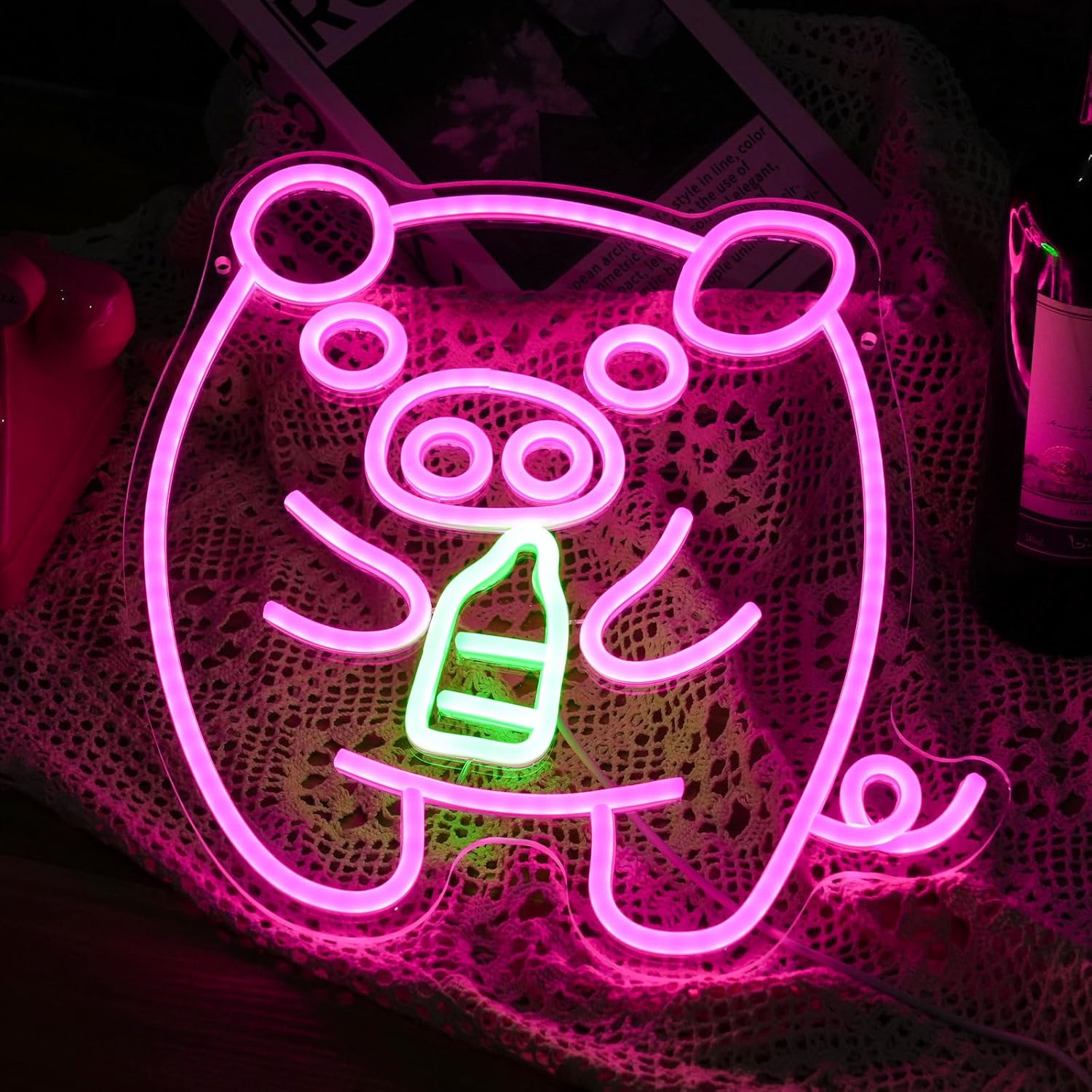 赤ちゃん用ミルクボトルネオンサインLED USB調光式ネオン - Baby Nursery Wall Lights のレビューと価格