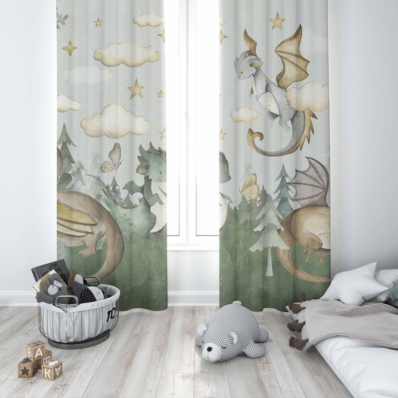 リトルドラゴン保育園カーテン動物子供の寝室のカーテン遮光保育 - Baby Nursery Blackout Curtains のレビューと価格