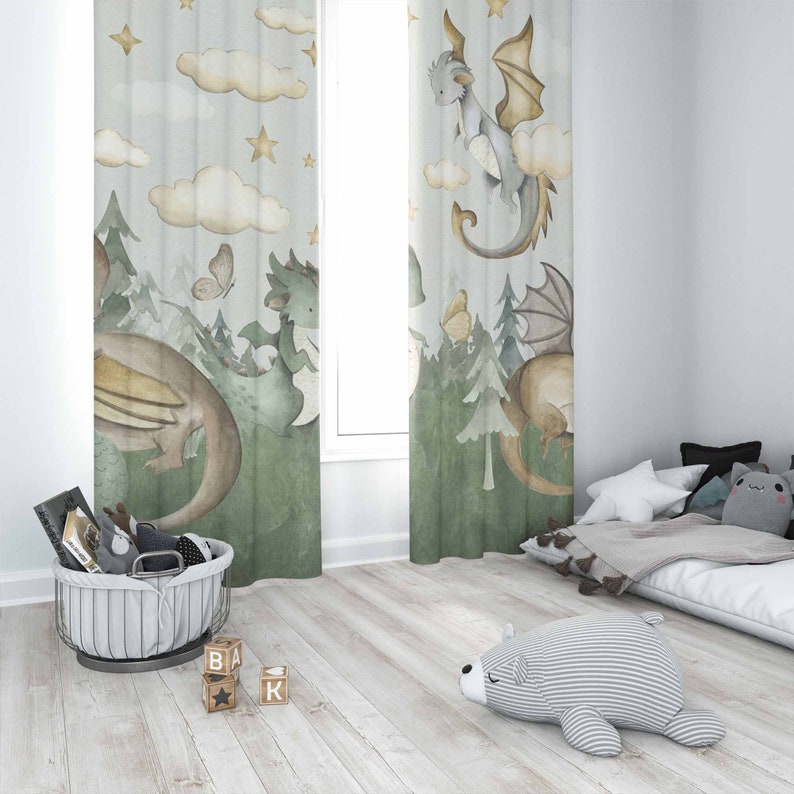 リトルドラゴン保育園カーテン動物子供の寝室のカーテン遮光保育 - Baby Nursery Blackout Curtains のレビューと価格