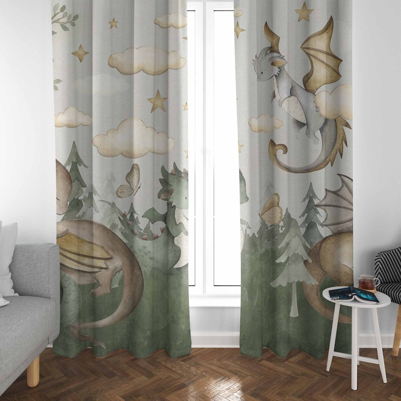 リトルドラゴン保育園カーテン動物子供の寝室のカーテン遮光保育 - Baby Nursery Blackout Curtains のレビューと価格