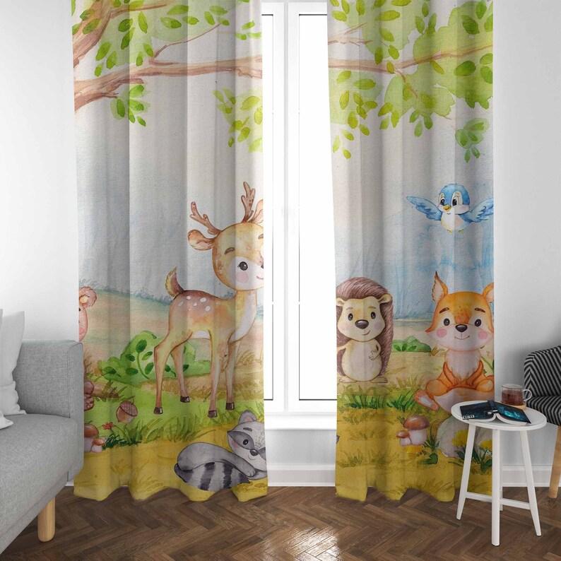森の動物カーテン子供の寝室のカーテン遮光保育園ベビールームカ - Baby Nursery Blackout Curtains のレビューと価格