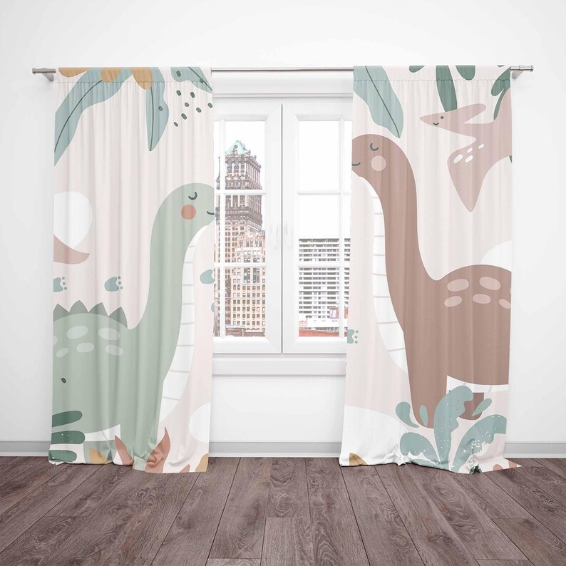 恐竜保育園カーテン恐竜子供の寝室カーテン遮光プレイルーム装飾 - Baby Nursery Blackout Curtains のレビューと価格