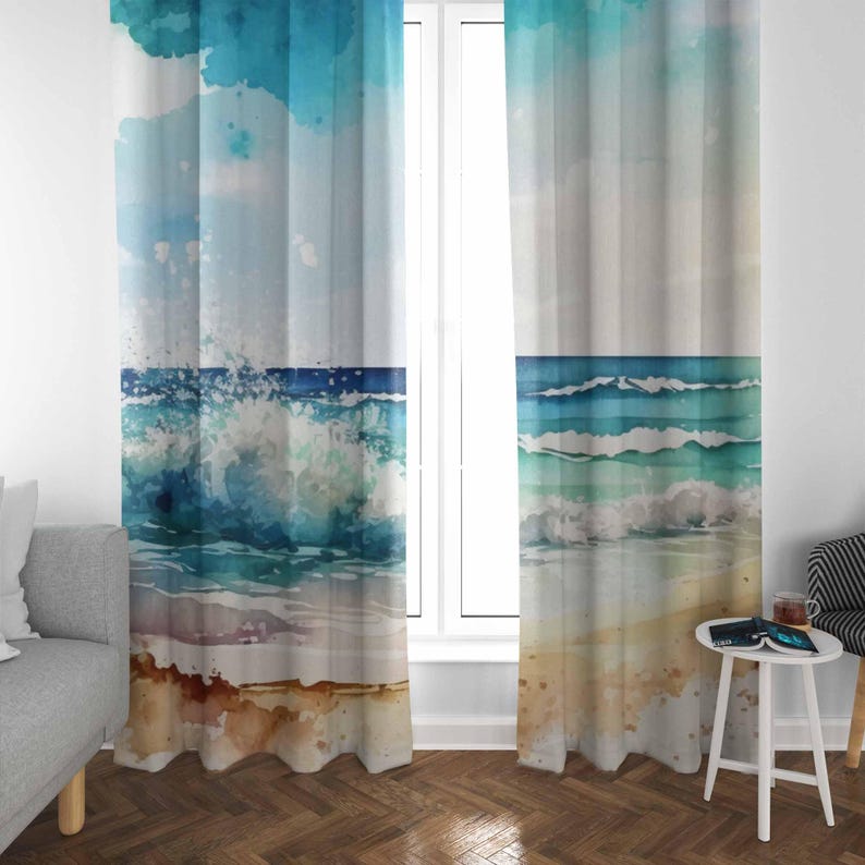 海の波のカーテン 海の自然 寝室の装飾カーテン 遮光保育園の - Baby Nursery Blackout Curtains のレビューと価格