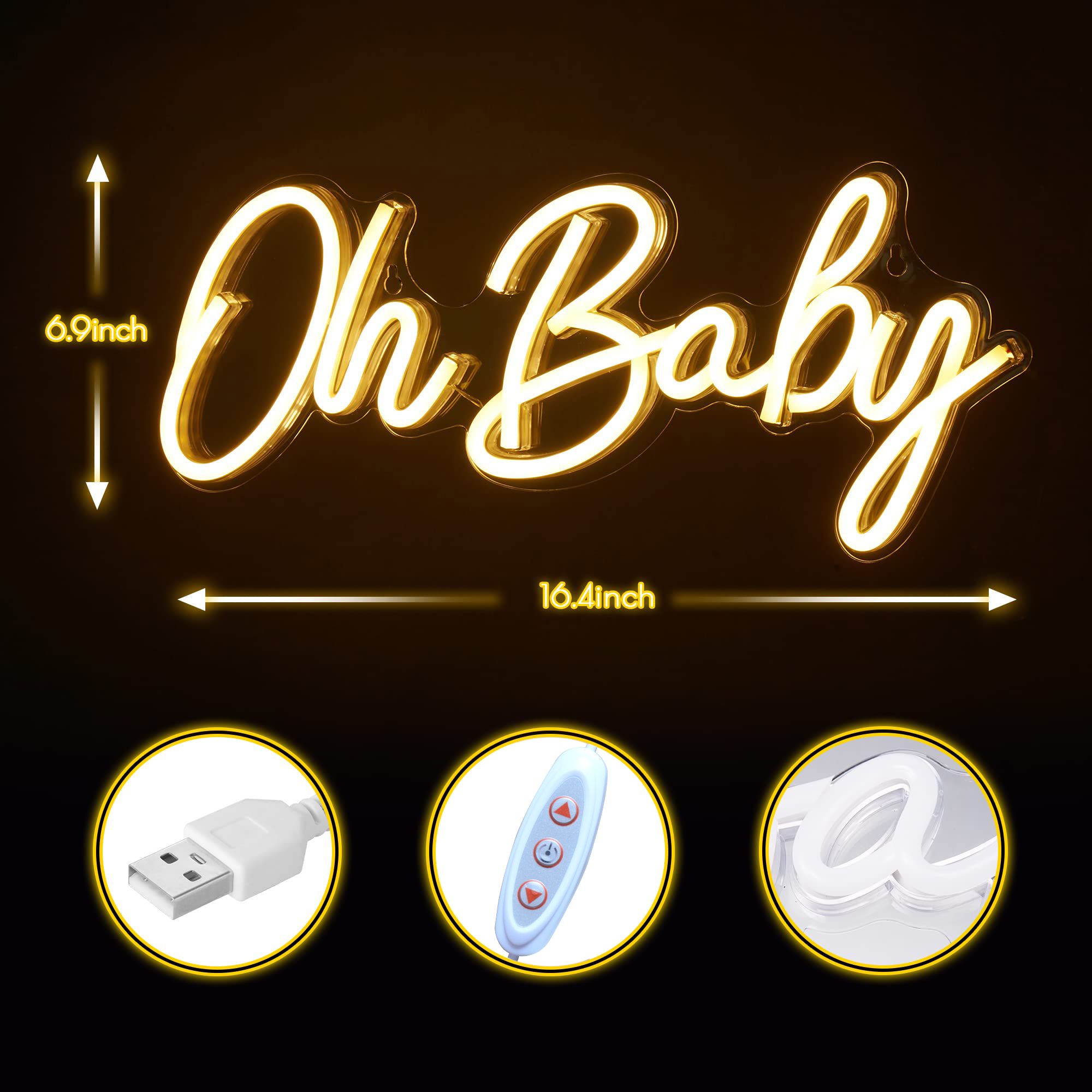 Oh Baby ネオンサイン USB調光式LEDネオンライト - Baby Nursery Wall Lights のレビューと価格