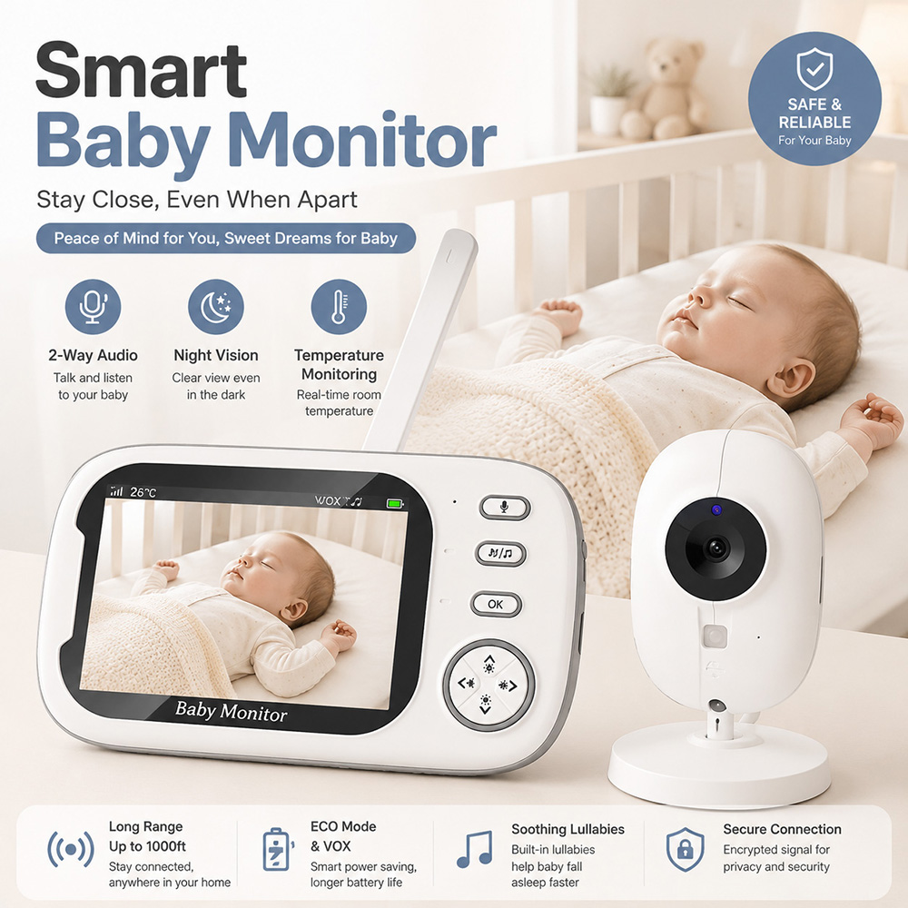 3.5インチベビーモニター（カメラと音声付き）、720Pビデ - Wearable Baby Monitor のレビューと価格