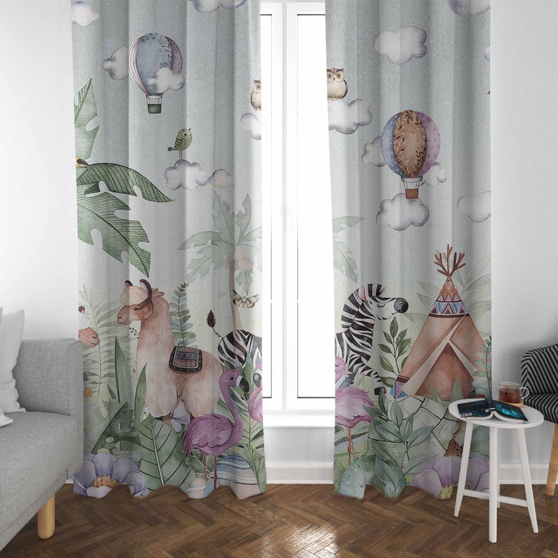 サファリ動物パーティー保育園カーテン子供の寝室のカーテン遮光 - Baby Nursery Blackout Curtains のレビューと価格