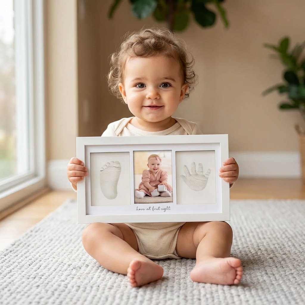 赤ちゃんの手形足形粘土キット 新生児記念写真フレーム ディス - Baby Nursery Images のレビューと価格