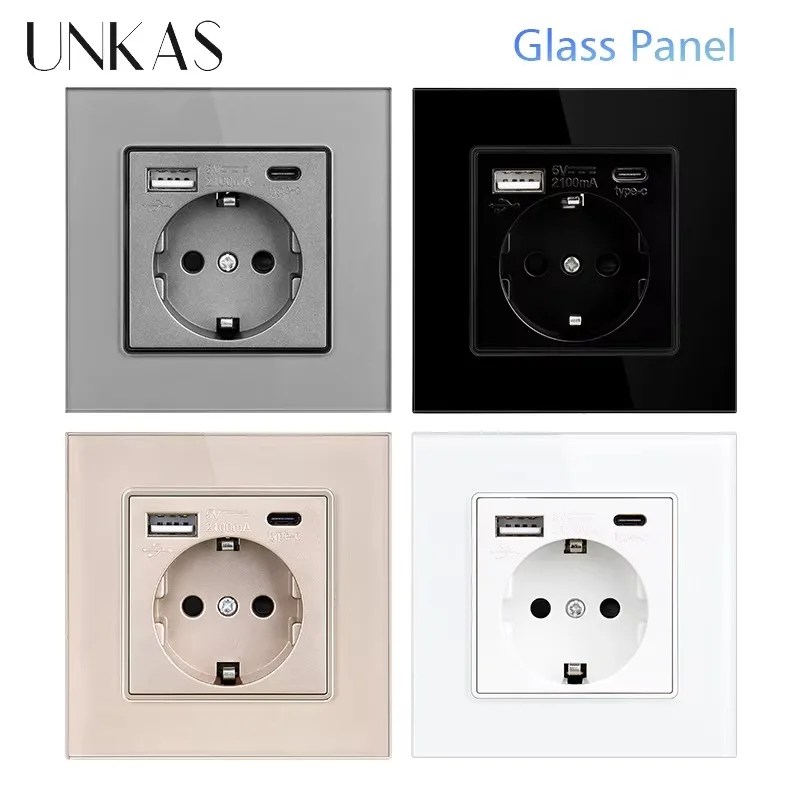 UNKAS Type-C USB 強化ガラスパネル グレー  - Outlet Cover Childproof のレビューと価格