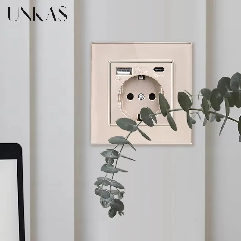 UNKAS Type-C USB 強化ガラスパネル グレー  - Outlet Cover Childproof のレビューと価格