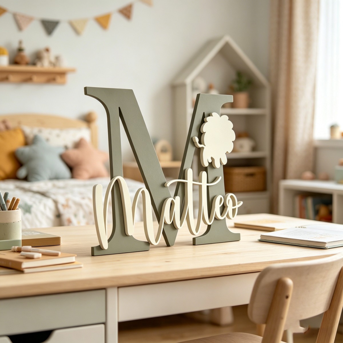 1個入りカスタムライオン名＆イニシャル木製名札、保育園、子供 - Baby Nursery Wall Decor のレビューと価格