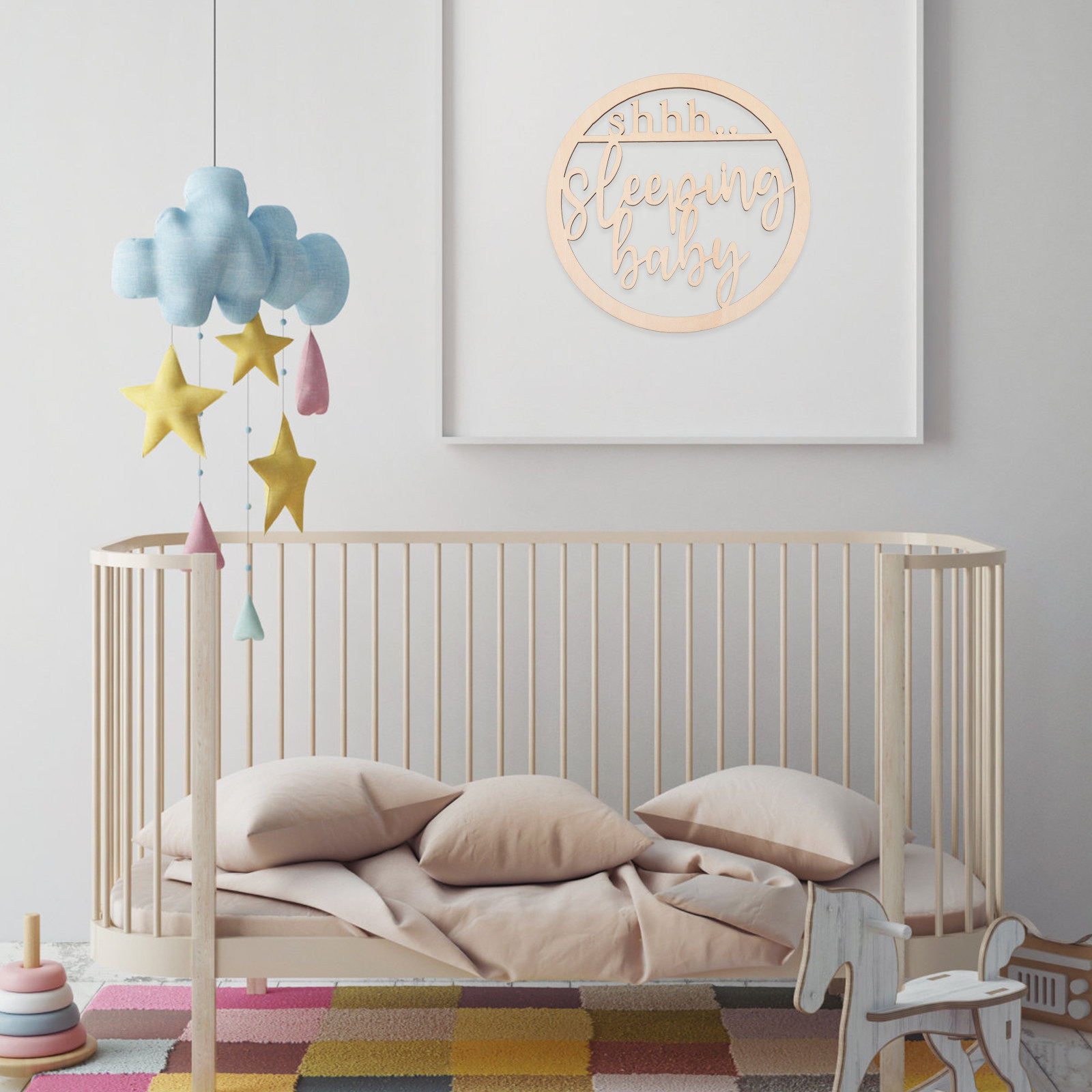 木製ベビー寝具サインドアハンガー、保育園寝室の装飾に、エレガ - Baby Nursery Hangers のレビューと価格