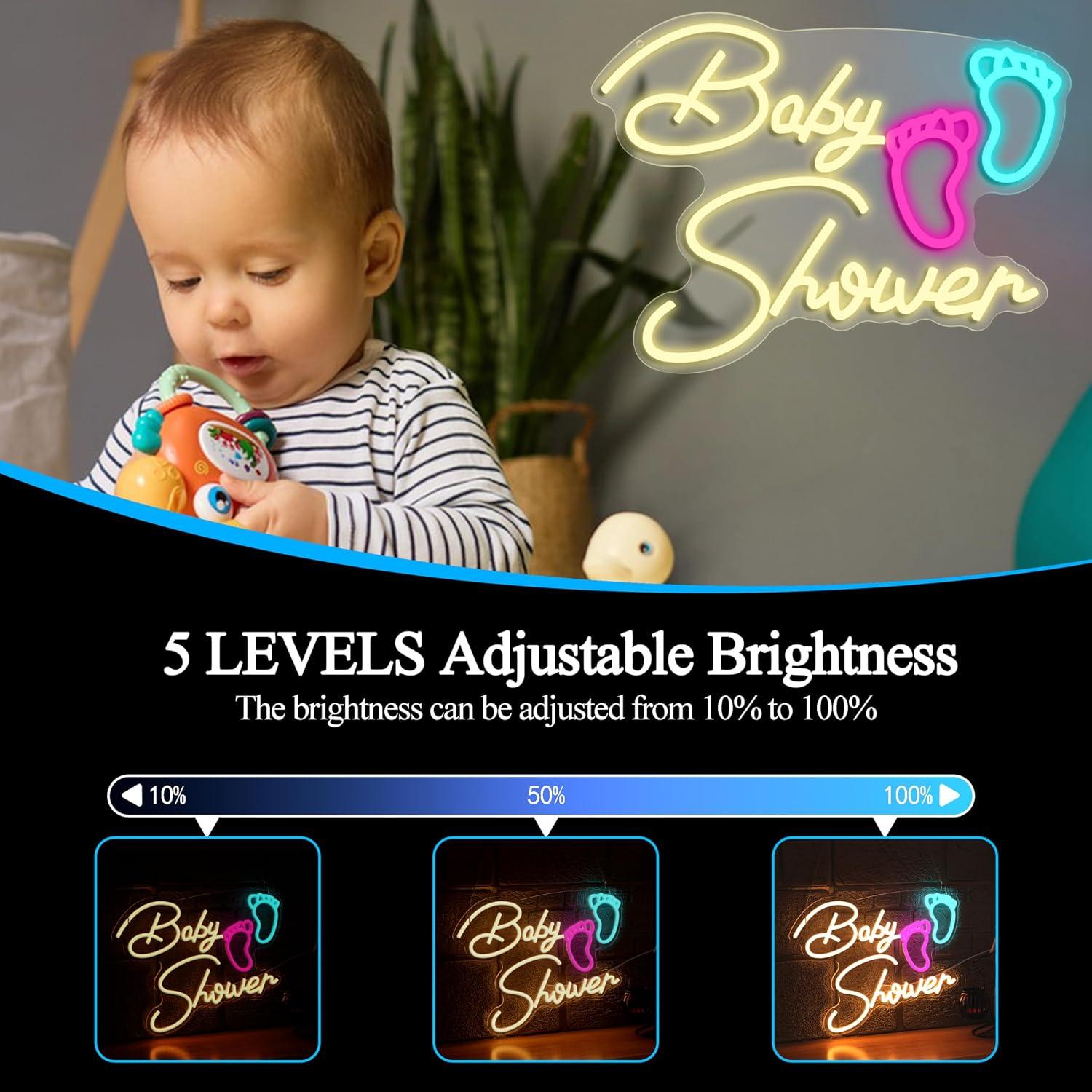 ベビーシャワーネオンサイン USB調光式LEDライト 保育園 - Baby Nursery Wall Lights のレビューと価格