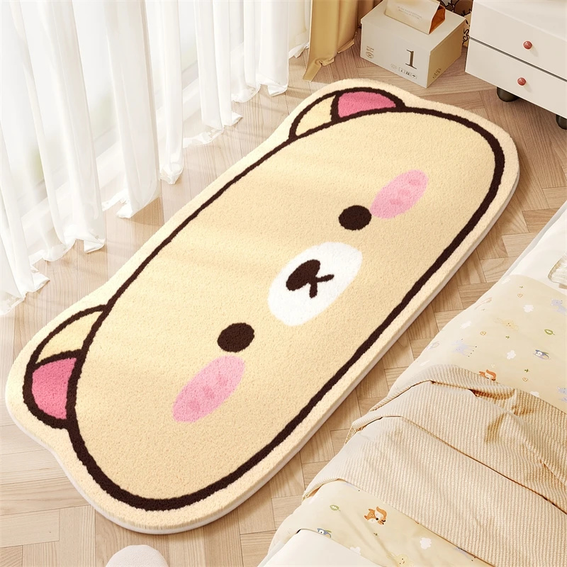 かわいいリラックマぬいぐるみラグ居心地の良い寝室のベッドサイ - Baby Nursery Mat のレビューと価格