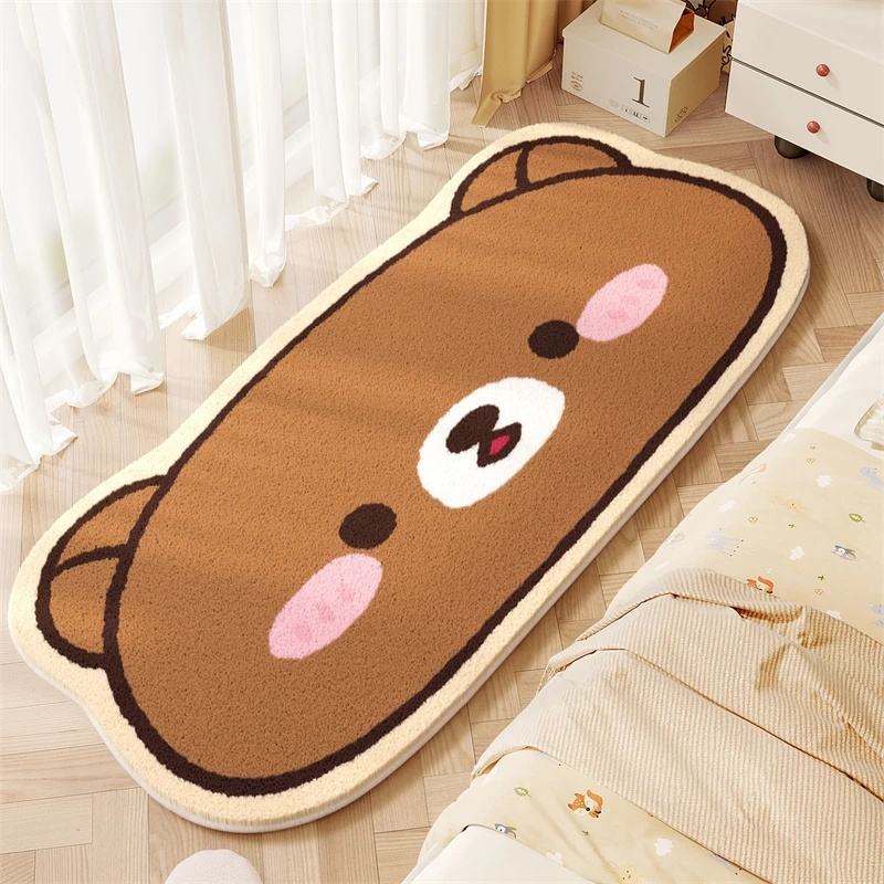 かわいいリラックマぬいぐるみラグ居心地の良い寝室のベッドサイ - Baby Nursery Mat のレビューと価格