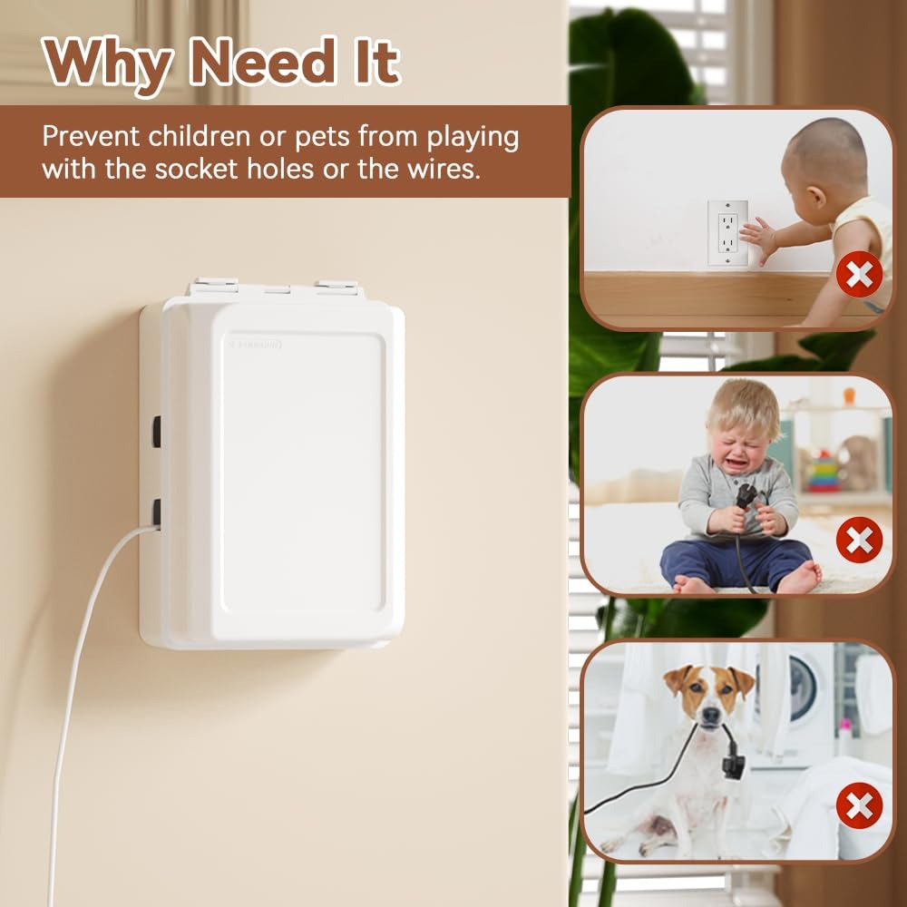 ベビープルーフ電気コンセントカバーボックス 子供用安全プラグ - Outlet Cover Childproof のレビューと価格