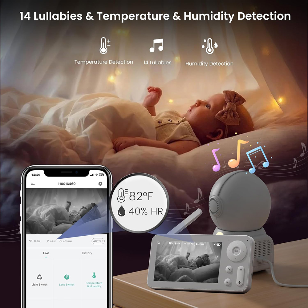 カメラとオーディオを備えたベビーモニター,常夜灯,2台のカメ - Baby Nursery Images のレビューと価格