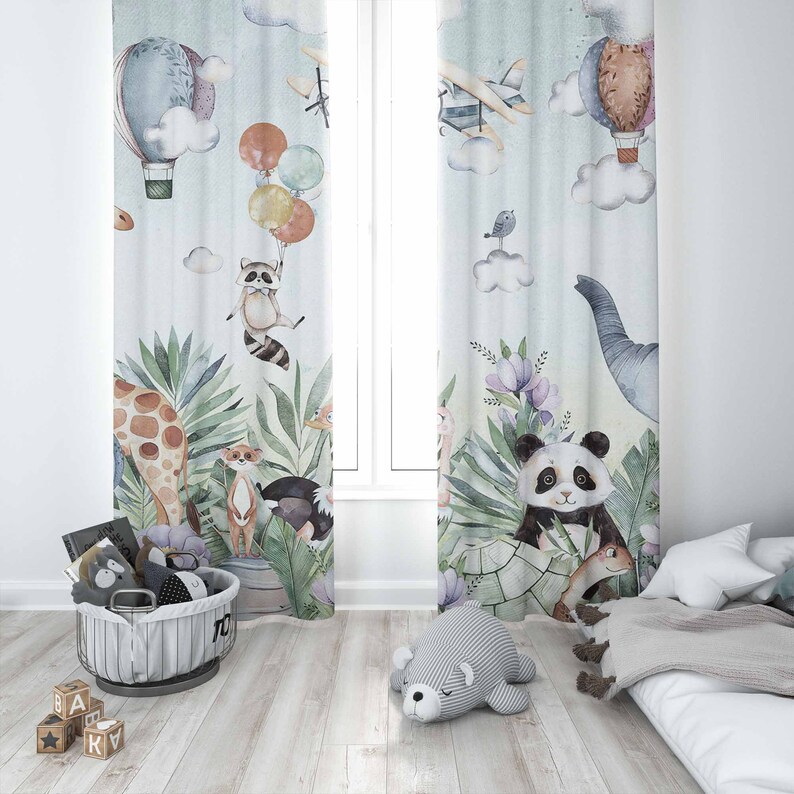 サファリ動物パーティー保育園カーテン子供の寝室遮光保育園装飾 - Baby Nursery Blackout Curtains のレビューと価格